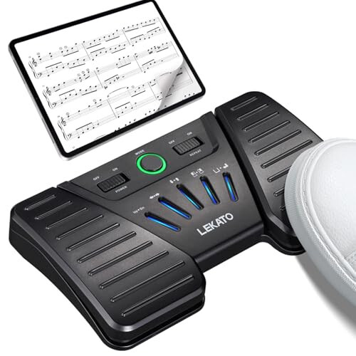 LEKATO Bluetooth Wireless Page Turner Pedal Music Page Turner for iPad Tablets Page Turning, Rechargeable Hands-Free Page Turner Pedal for Playing Instruments App Controller Anti-slip Foot Switches - 1