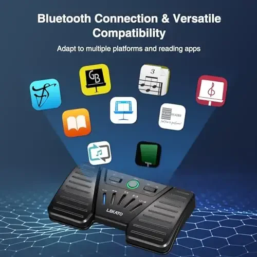 LEKATO Bluetooth Wireless Page Turner Pedal Music Page Turner for iPad Tablets Page Turning, Rechargeable Hands-Free Page Turner Pedal for Playing Instruments App Controller Anti-slip Foot Switches - 5