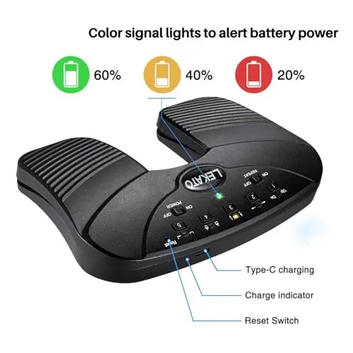 LEKATO Wireless Bluetooth Page Turner Pedal Music Page Turner Pedal for Ipad,Tablets Android IOS Phones Rechargeable Foot Pedal Silent Page Turner Ipad for Hands-Free - 4