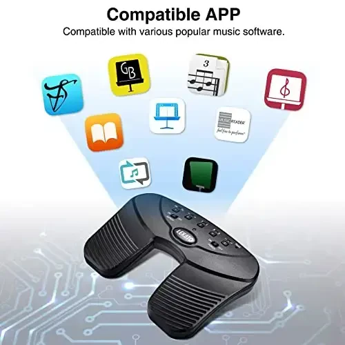 LEKATO simsiz Bluetooth sahifa aylantirgich pedal Ipad, planshetlar Android IOS telefonlari uchun musiqiy sahifa aylantirgich pedal Qayta zaryadlanuvchi oyoq pedali Qo'lsiz sahifa aylantirgich Ipad uchun jim sahifa aylantirgich - 6