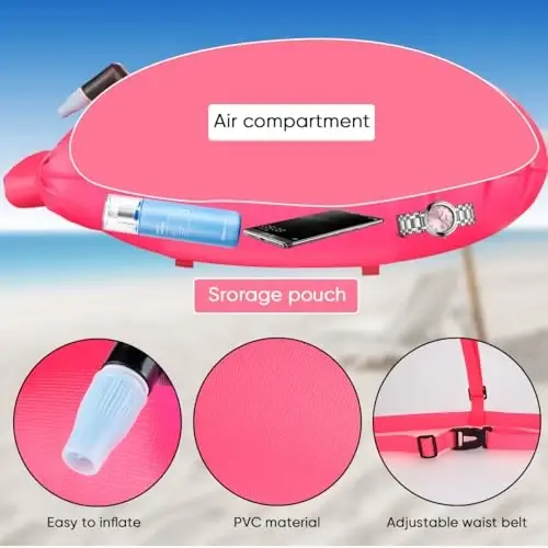 LeKaufen Swim Buoy for Open Water, 20L Inflatable Swim Safety Float | Adjustable Waist Belt & High Visibility Waterproof Dry Bag for Swimmers Triathletes Kayakers Snorkeler & Safer Swim Training - 5