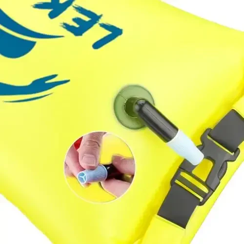 LeKaufen Swim Buoy for Open Water, 20L Swim Safety Float Waterproof Dry Bag for Swimmers Triathletes Kayakers Snorkelers, Swimming Pull Buoy for Safer Swim Training (Light Yellow) - 7