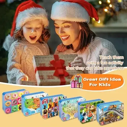 LELEMON Puzzles for Kids Ages 4-6,6 Pack 100 Piece Puzzles for Kids Ages 4-8 in a Metal Box,Educational Jigsaw Puzzles Puzzle Games Puzzle Toys for Girls and Boys - 6