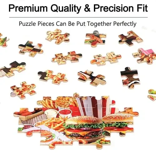 LELEMON Puzzles for Kids Ages 4-6,Hamburger Foods 100 Piece Puzzles for Kids Ages 4-8 in a Metal Box, Educational Jigsaw Puzzles 100 Piece Puzzle Games Puzzle Toys for Girls and Boys - 5