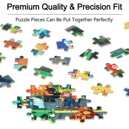 LELEMON Ocean Puzzles for Kids Ages 4-6,Recycling Garbage Truck 60 Piece Puzzles for Kids Ages 4-8,Children Jigsaw Puzzles in a Metal Box,Educational Learning Puzzle Toys for Girls and Boys - 5