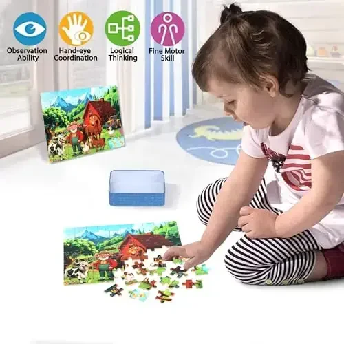 LELEMON Puzzles for Kids Ages 4-6,6 Pack 60 Piece Puzzles for Kids Ages 4-8 in a Metal Box,Educational Jigsaw Puzzles Puzzle Games Puzzle Toys for Girls and Boys - 3