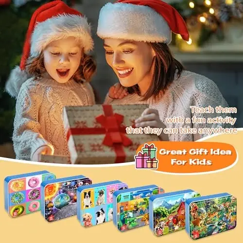 LELEMON Puzzles for Kids Ages 4-6,6 Pack 60 Piece Puzzles for Kids Ages 4-8 in a Metal Box,Educational Jigsaw Puzzles Puzzle Games Puzzle Toys for Girls and Boys - 6