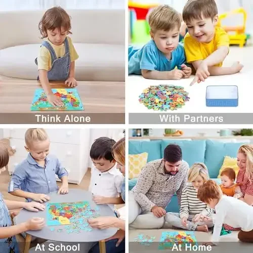 LELEMON Puzzles for Kids Ages 4-6,USA Map 100 Piece Puzzles for Kids Ages 4-8 in a Metal Box,Educational Jigsaw Puzzles 100 Piece Puzzle Games Puzzle Toys for Girls and Boys - 4