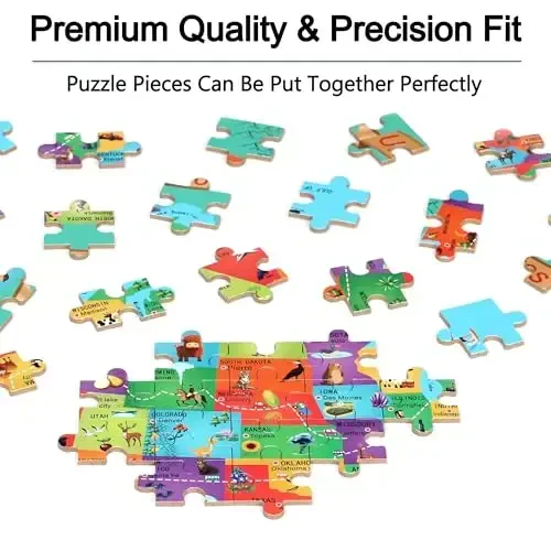LELEMON Puzzles for Kids Ages 4-6,USA Map 100 Piece Puzzles for Kids Ages 4-8 in a Metal Box,Educational Jigsaw Puzzles 100 Piece Puzzle Games Puzzle Toys for Girls and Boys - 5