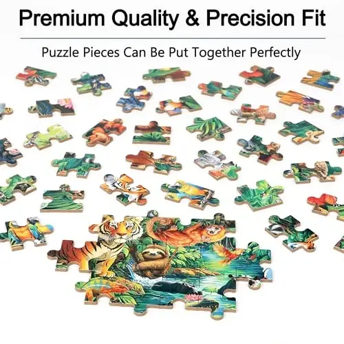 LELEMON Puzzles for Kids Ages 4-6, Jungle Puzzle 60 Piece Puzzles for Kids in a Metal Box, Educational Kids Puzzles Jigsaw Puzzles Childrens Puzzle Games Puzzle Toys for Girls and Boys - 5