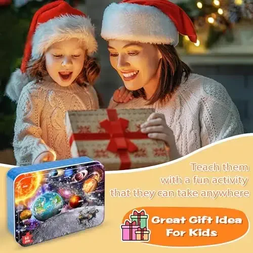 LELEMON Puzzles for Kids Ages 4-6, Space 60 Piece Puzzles for Kids Ages 3-5 in a Metal Box, Educational Jigsaw Puzzles Childrens Puzzle Games Puzzle Toys for Girls and Boys - 6