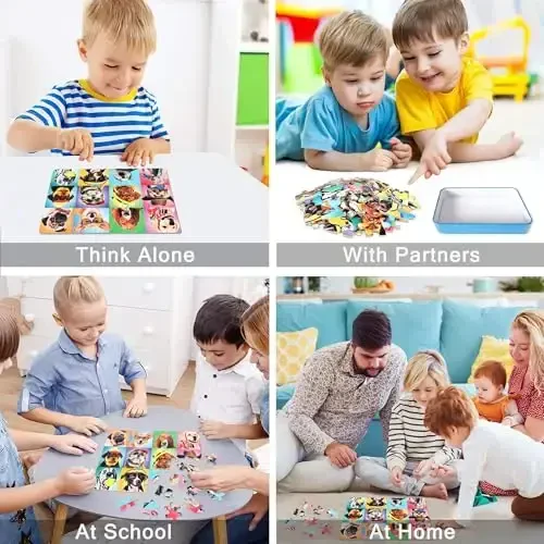 LELEMON 4-6 yoshdagi bolalar uchun boshqotirmalar, 4-8 yoshdagi bolalar uchun 60 dona it boshqotirmasi, bolalar uchun metall qutidagi jigsaw boshqotirmalari, qizlar va o'g'il bolalar uchun o'quv o'yinchoqlari - 4