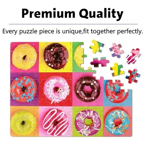 LELEMON 4-8 yoshdagi bolalar uchun mo'ljallangan boshqotirmalar, Donut Puzzle 100 dona bolalar uchun boshqotirmalar 4-6 yosh, metall qutidagi ta'limiy jigsaw boshqotirmalar 100 dona boshqotirma o'yinlari qizlar va o'g'il bolalar uchun o'yinchoqlar - 5