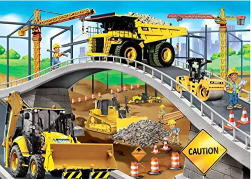 LELEMON Puzzles for Kids Ages 4-8,Construction Site 100 Piece Puzzles for Kids,Educational Kids Puzzles Jigsaw Puzzles in a Metal Box,Children 100 Piece Puzzle Games Puzzle Toys for Girls and Boys | Construction Site Kids Puzzles Jigsaw Puzzles for K - 1