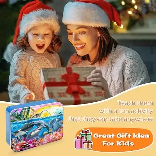 LELEMON Puzzles for Kids Ages 4-6,Underwater World 100 Piece Puzzles for Kids Ages 4-8 in a Metal Box, Educational Jigsaw Puzzles 100 Piece Puzzle Games Puzzle Toys for Girls and Boys - 6