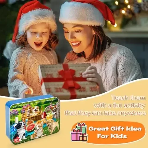 LELEMON головоломки для детей 4-6 лет, пазлы «Собаки» из 100 деталей для детей 4-8 лет в металлической коробке, развивающие пазлы из 100 деталей, головоломки, игрушки-пазлы для девочек и мальчиков - 7