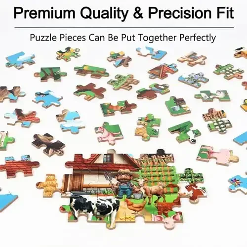 LELEMON Puzzles for Kids Ages 4-6, Farm 60 Piece Puzzles for Kids in a Metal Box, Educational Jigsaw Puzzles Childrens Puzzle Games Puzzle Toys for Girls and Boys - 5