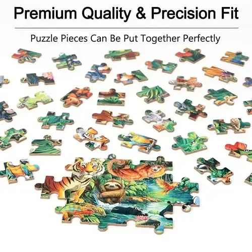 LELEMON Puzzles for Kids Ages 4-6, Jungle Puzzle 60 Piece Puzzles for Kids in a Metal Box, Educational Kids Puzzles Jigsaw Puzzles Childrens Puzzle Games Puzzle Toys for Girls and Boys - 5