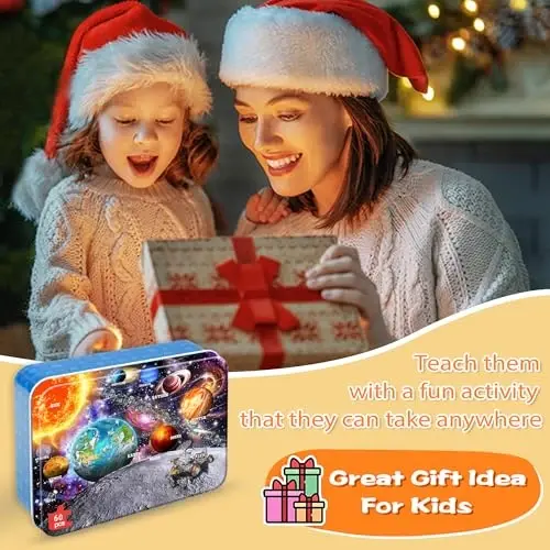 LELEMON Puzzles for Kids Ages 4-6, Space 60 Piece Puzzles for Kids Ages 3-5 in a Metal Box, Educational Jigsaw Puzzles Childrens Puzzle Games Puzzle Toys for Girls and Boys - 6