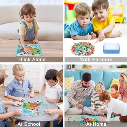 LELEMON Puzzles for Kids Ages 4-6,Animal Map 100 Piece Puzzles for Kids Ages 4-8 in a Metal Box, Educational Jigsaw Puzzles 100 Piece Puzzle Games Puzzle Toys for Girls and Boys - 4