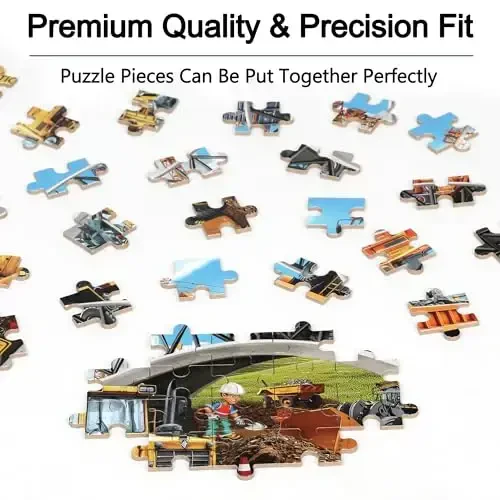 LELEMON Puzzles for Kids Ages 4-6,Construction Site 100 Piece Puzzles for Kids Ages 4-8 in a Metal Box,Educational Jigsaw Puzzles 100 Piece Puzzle Games Puzzle Toys for Girls and Boys - 5