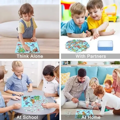 LELEMON Puzzles for Kids Ages 4-6,Dinosaur Map 100 Piece Puzzles for Kids Ages 6-8 in a Metal Box,Educational Jigsaw Puzzles,Childrens 100 Piece Puzzle Games Puzzle Toys for Girls and Boys - 4