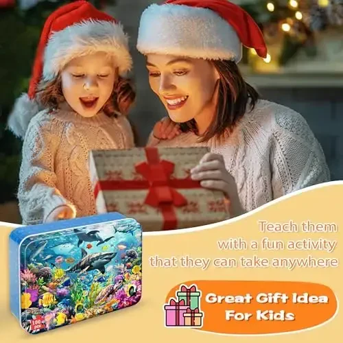 LELEMON Puzzles for Kids Ages 4-6,Underwater World 100 Piece Puzzles for Kids in a Metal Box, Educational Jigsaw Puzzles 100 Piece Puzzle Games Puzzle Toys for Girls and Boys - 6