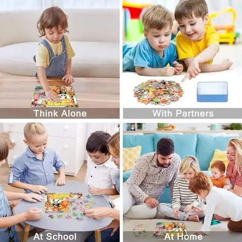 LELEMON Puzzles for Kids Ages 4-6,Zoo 60 Piece Puzzles for Kids Ages 6-8 in a Metal Box,Children Jigsaw Puzzles Kids Puzzles,Educational Learning Puzzle Toys for Girls and Boys - 4
