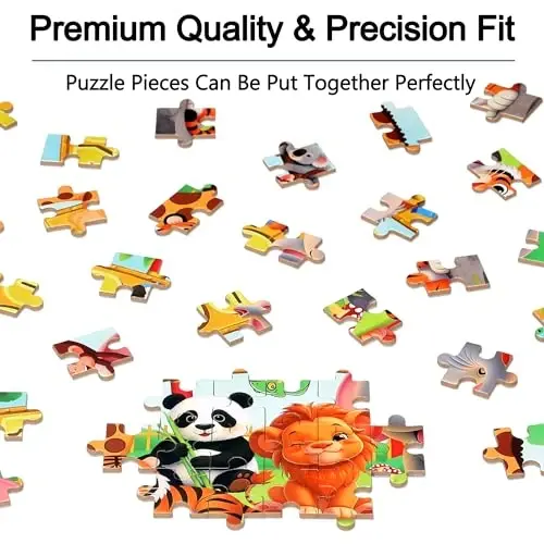LELEMON Puzzles for Kids Ages 4-6,Zoo 60 Piece Puzzles for Kids Ages 6-8 in a Metal Box,Children Jigsaw Puzzles Kids Puzzles,Educational Learning Puzzle Toys for Girls and Boys - 5