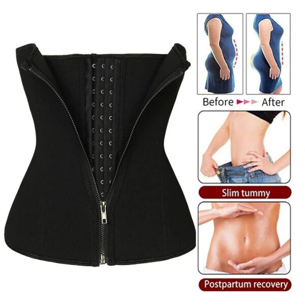 LELINTA Women Seamless Waist Training Tummy Cincher Corset Shaper Trainer Bustier Slim Waistline Body Shaper, black S-3XL - 4