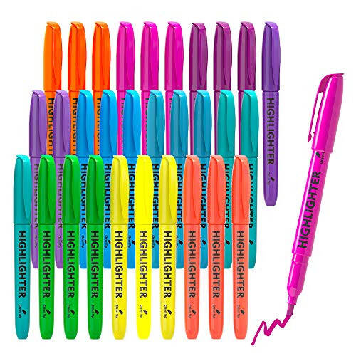 Lelix 30 Pack Highlighters, 10 Bright Colors, Chisel Tip, Quick Drying for Back to School, Office, Home, ideal for Highlighting Underlining - 1