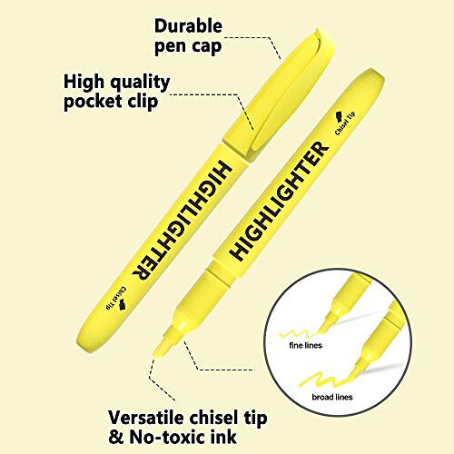 Lelix 30 Pack Highlighters, 10 Bright Colors, Chisel Tip, Quick Drying for Back to School, Office, Home, ideal for Highlighting Underlining - 3