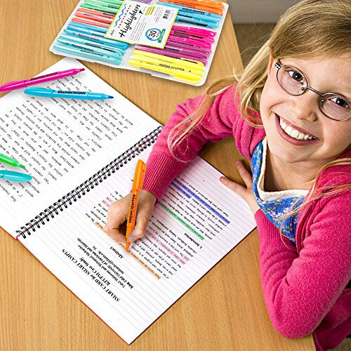 Lelix 30 Pack Highlighters, 10 Bright Colors, Chisel Tip, Quick Drying for Back to School, Office, Home, ideal for Highlighting Underlining - 7