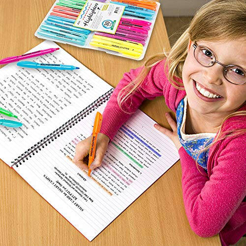 Lelix 30 Pack Highlighters, 10 Bright Colors, Chisel Tip, Quick Drying for Back to School, Office, Home, ideal for Highlighting Underlining - 7