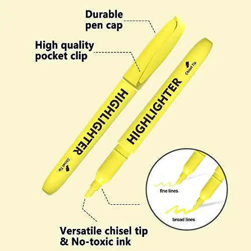 Lelix 30 Pack Highlighters, 10 Bright Colors, Chisel Tip, Quick Drying for Back to School, Office, Home, ideal for Highlighting Underlining - 3
