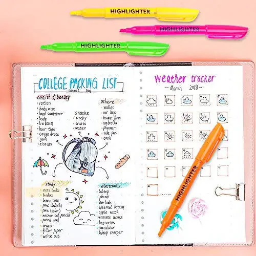 Lelix 30 Pack Highlighters, 10 Bright Colors, Chisel Tip, Quick Drying for Back to School, Office, Home, ideal for Highlighting Underlining - 6