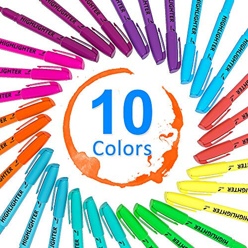 Lelix 30 Pack Highlighters, 10 Bright Colors, Chisel Tip, Quick Drying for Back to School, Office, Home, ideal for Highlighting Underlining - Lelix (1)