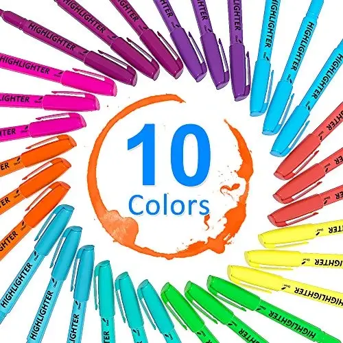 Lelix 30 Упаковок Маркеров, 10 Ярких Цветов, Скошенный Наконечник, Быстросохнущие Для Школы, Офиса, Дома, Идеально Подходит Для Выделения Подчеркивания - LELIX (1)