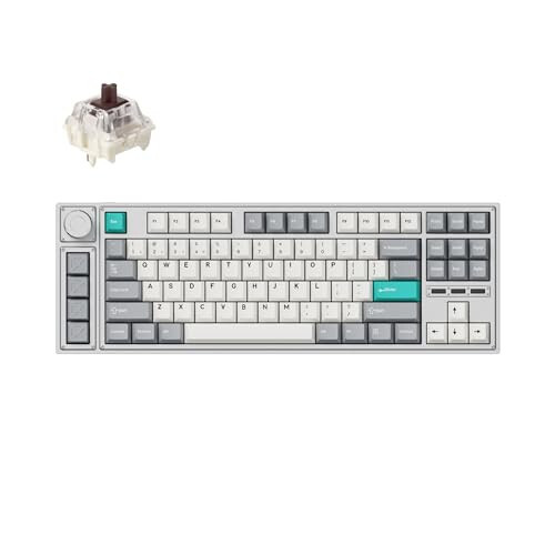 LEMOKEY L3 TKL Layout Wireless QMK/Launcher Full-Metal Hot-Swappable RGB Backlight Custom Mechanical Keyboard for Windows/Linux, Gateron Brown Switch, Fully Assembled Knob - Silver - 1