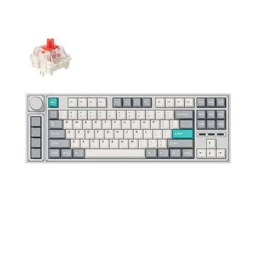 LEMOKEY L3 TKL Layout Wireless QMK/Launcher Full-Metal Hot-Swappable RGB Backlight Custom Mechanical Keyboard for Windows/Linux, Gateron Red Switch, Fully Assembled Knob - Silver - 1