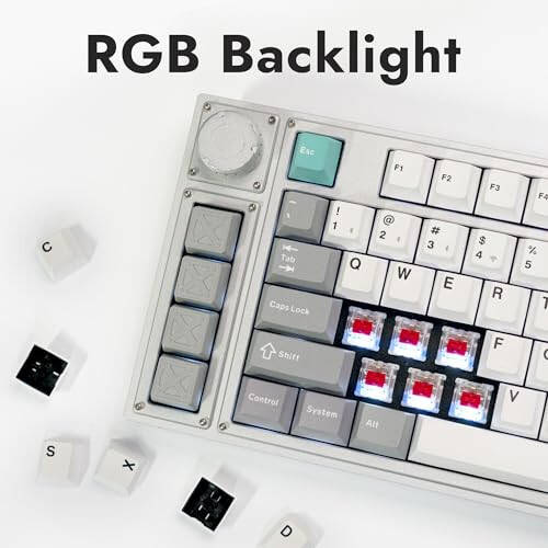 LEMOKEY L3 TKL Layout Wireless QMK/Launcher Full-Metal Hot-Swappable RGB Backlight Custom Mechanical Keyboard for Windows/Linux, Gateron Red Switch, Fully Assembled Knob - Silver - 5