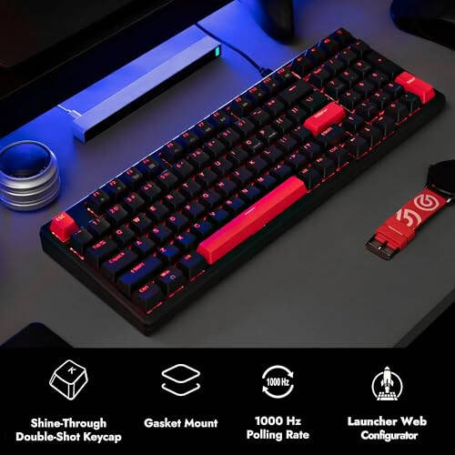 LEMOKEY X5 96% Kablolu Oyun LED Arka Aydınlatmalı QMK/Launcher Mekanik Klavye Windows/Linux için, Özelleştirilebilir Klavye, Çift Enjeksiyonlu Tuş Kapakları, Mekanik Kahverengi Anahtar, Hem Oyun Hem de İş İçin Mükemmel - 2