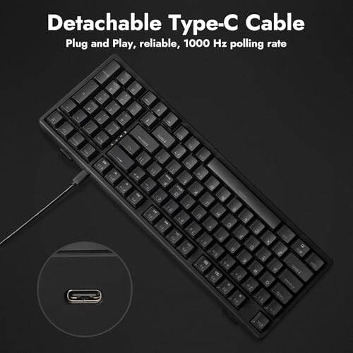 LEMOKEY X5 96% Kablolu Oyun LED Arka Aydınlatmalı QMK/Launcher Mekanik Klavye Windows/Linux için, Özelleştirilebilir Klavye, Çift Enjeksiyonlu Tuş Kapakları, Mekanik Kahverengi Anahtar, Hem Oyun Hem de İş İçin Mükemmel - 6