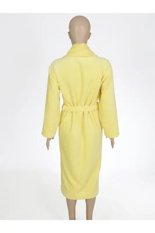 Lemon Yellow Women's/Men's Unisex Shawl Collar Bathrobe One Piece-Yellow - 8