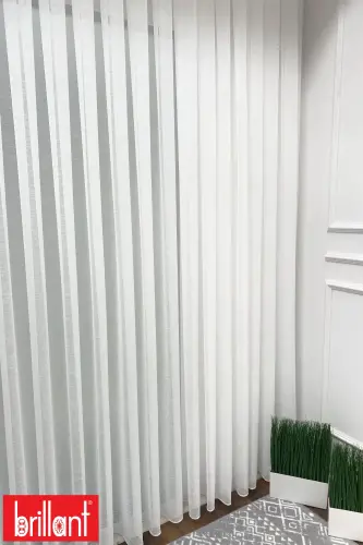Лён 1/3 Плиссированный Не требует глажки Не мнется Прямая тюлевая занавеска-Экрю - BRILLANT (1)