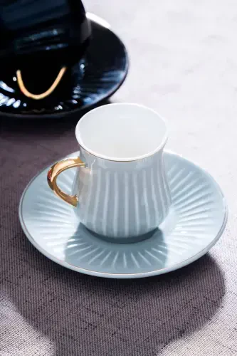 Lena Gold Yaldiz Rangli 6 Kishilik Porselen Qahva Fincani Takımı - 4