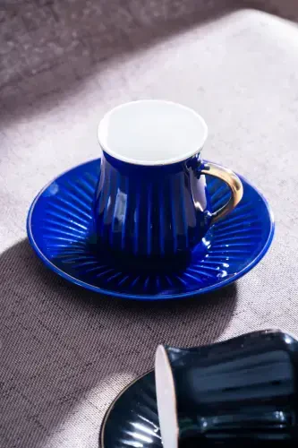 Lena Gold Yaldiz Rangli 6 Kishilik Porselen Qahva Fincani Takımı - 6