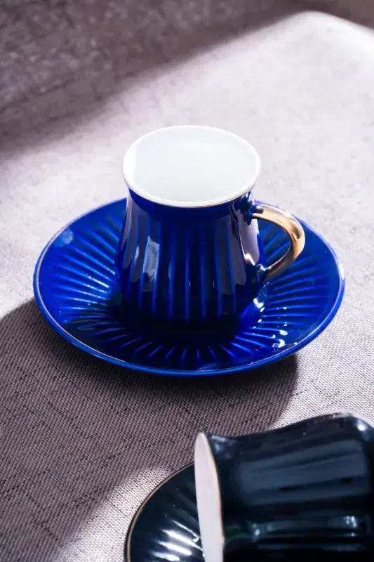 Lena Gold Yaldiz Rangli 6 Kishilik Porselen Qahva Fincani Takımı - 6