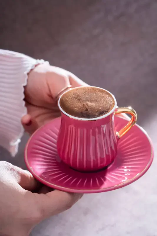 Lena Gold Yaldiz Rangli 6 Kishilik Porselen Qahva Fincani Takımı - 8