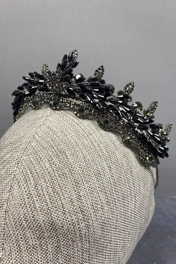 Lena Kristalli Boncuklu Gelin Kına Tacı Ve Küpe Seti - 4